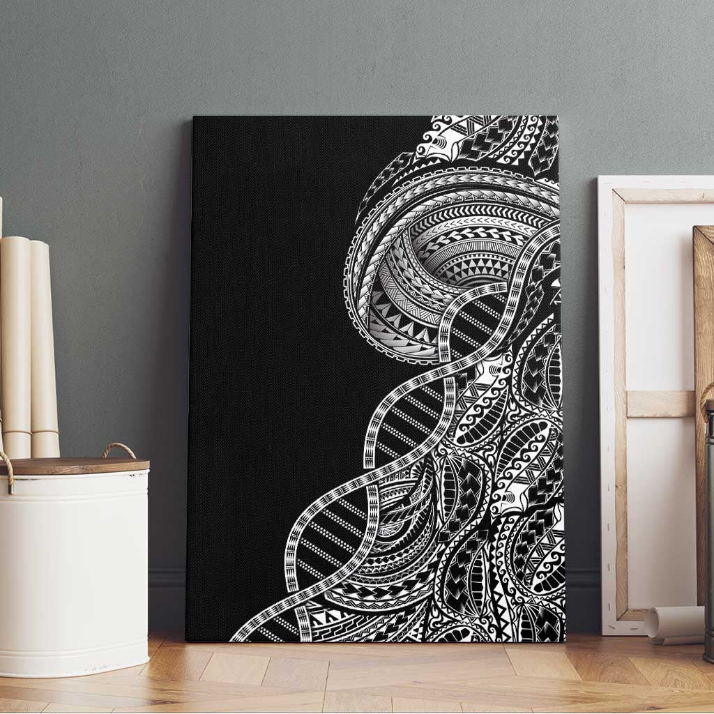 Samoan DNA Art Tattoo Canvas Wall Art Polynesian Pattern Black Color