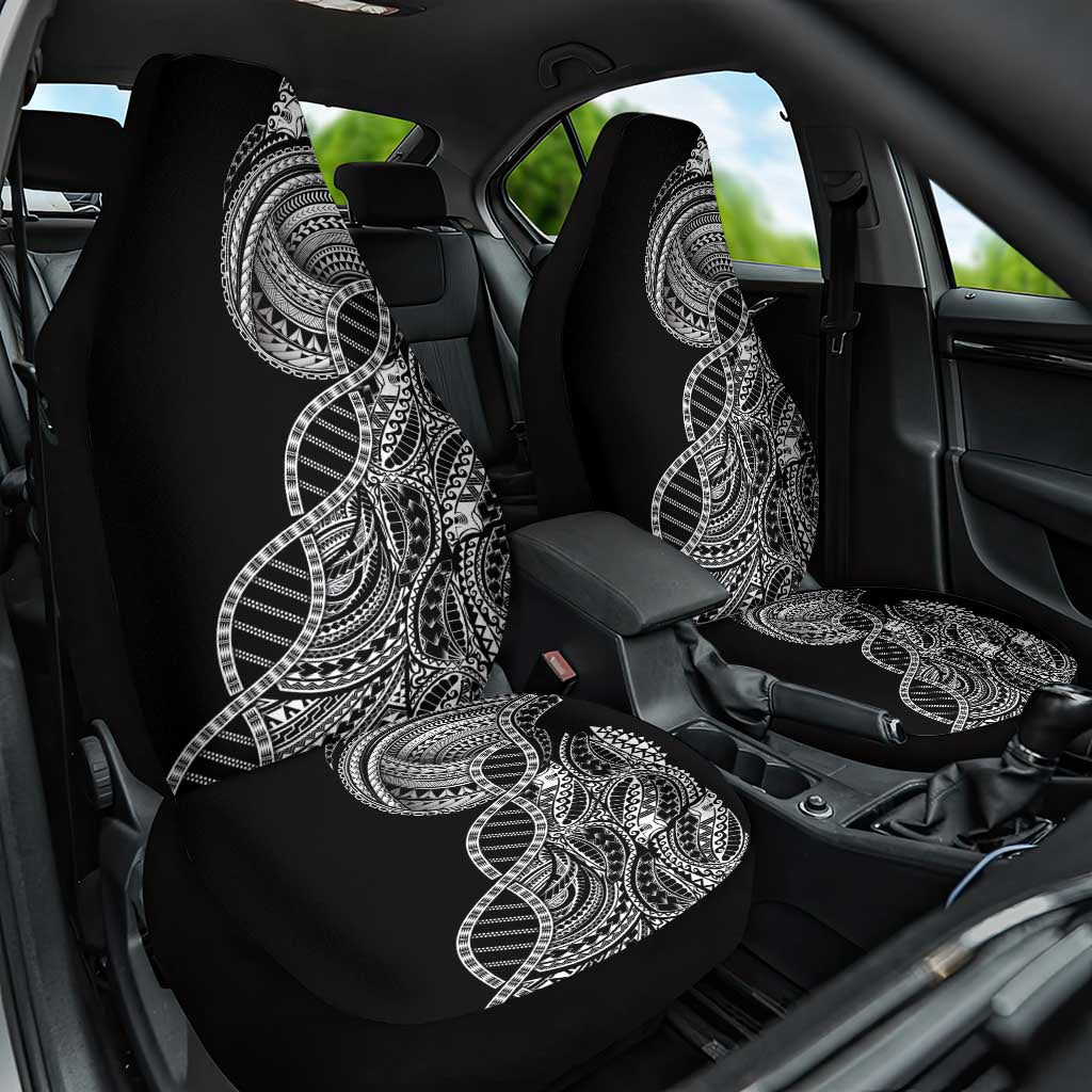 Samoan DNA Art Tattoo Car Seat Cover Polynesian Pattern Black Color