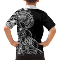 Samoan DNA Art Tattoo Family Matching Long Sleeve Bodycon Dress and Hawaiian Shirt Polynesian Pattern Black Color LT03 - Polynesian Pride