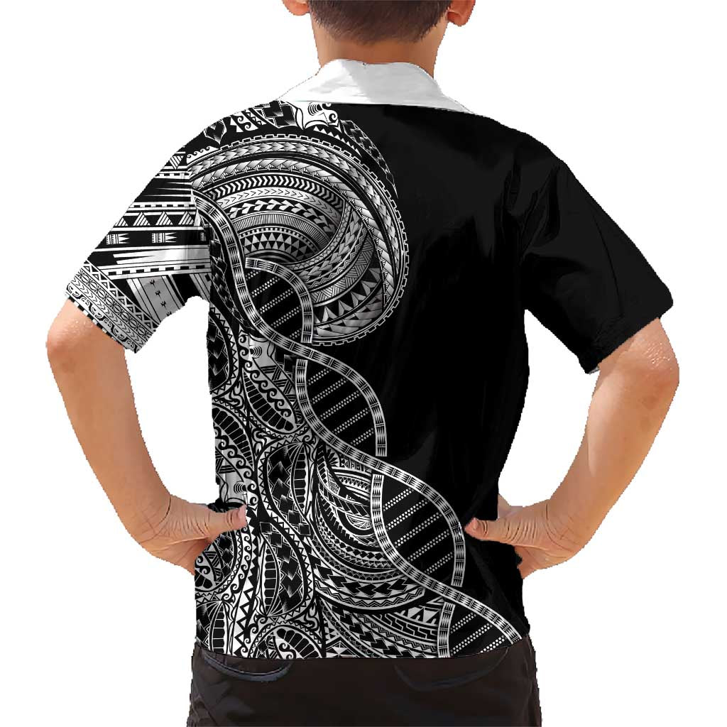Samoan DNA Art Tattoo Family Matching Mermaid Dress and Hawaiian Shirt Polynesian Pattern Black Color LT03 - Polynesian Pride