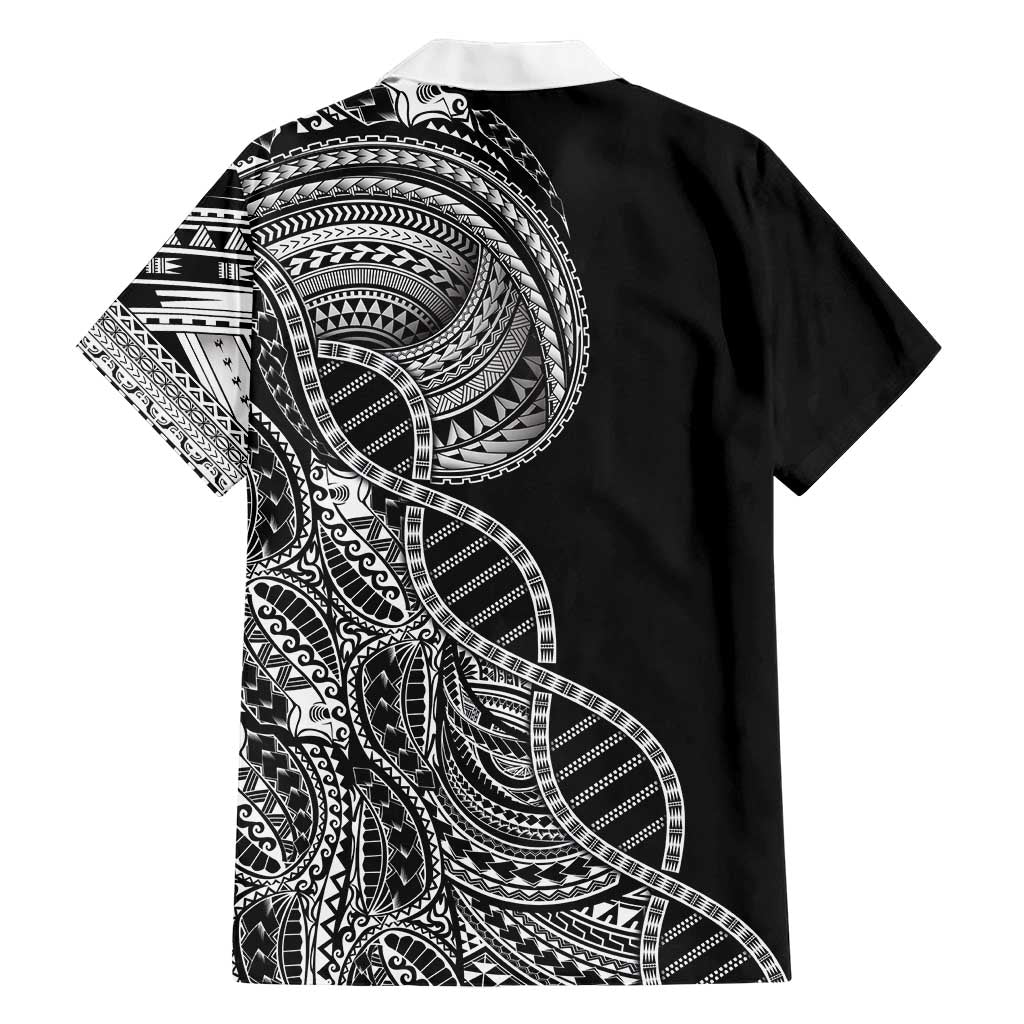 Samoan DNA Art Tattoo Family Matching Puletasi and Hawaiian Shirt Polynesian Pattern Black Color