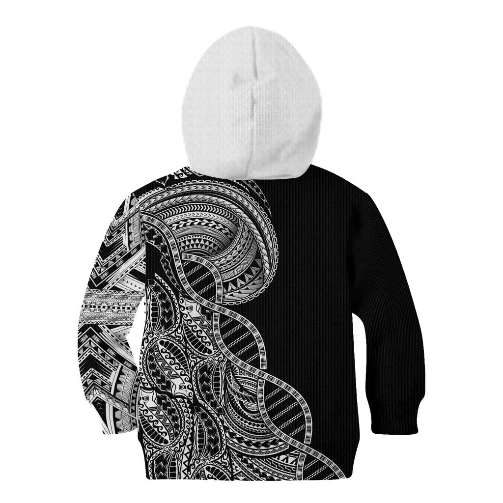 Samoan DNA Art Tattoo Kid Hoodie Polynesian Pattern Black Color