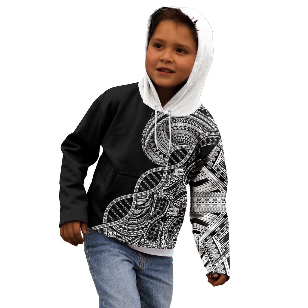 Samoan DNA Art Tattoo Kid Hoodie Polynesian Pattern Black Color
