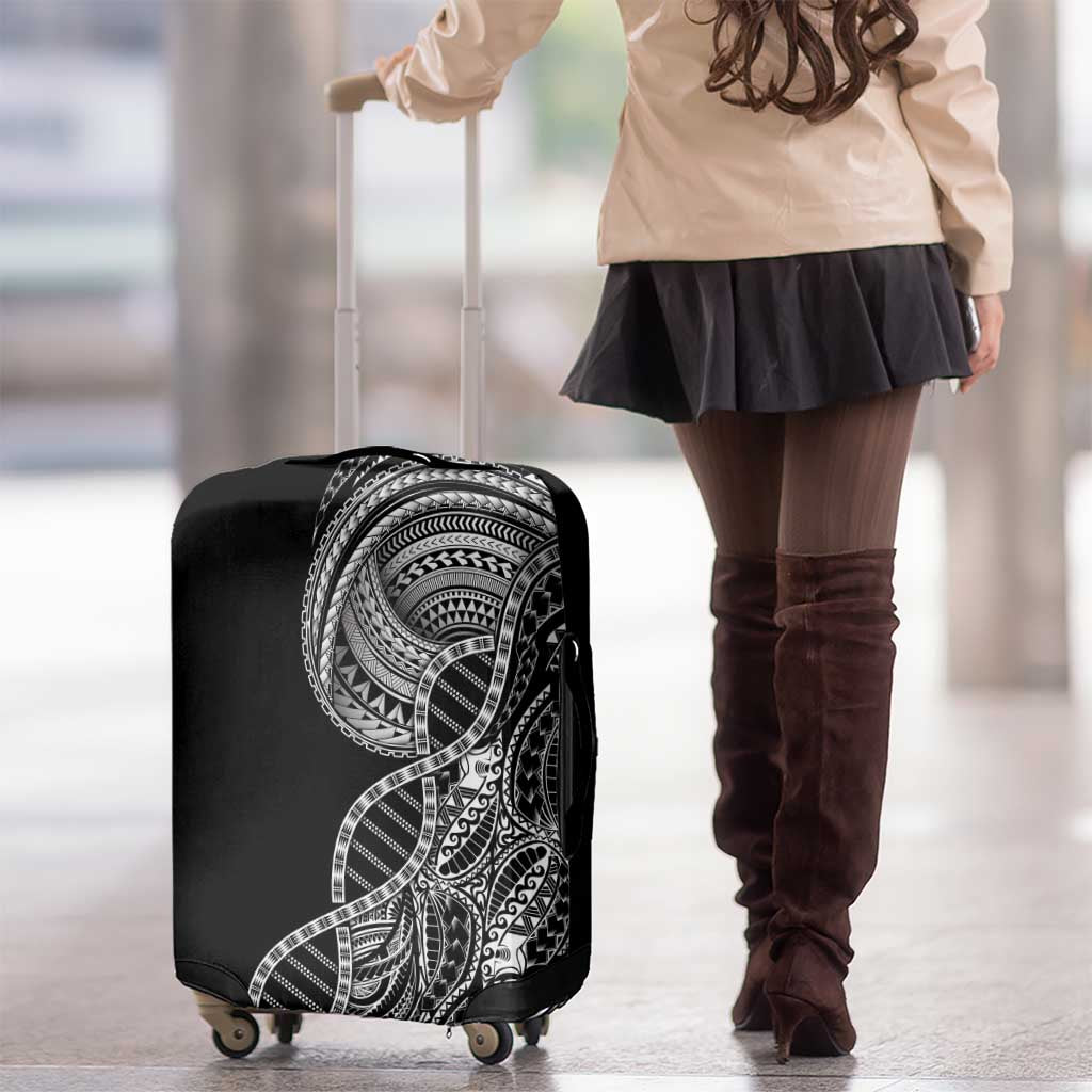 Samoan DNA Art Tattoo Luggage Cover Polynesian Pattern Black Color