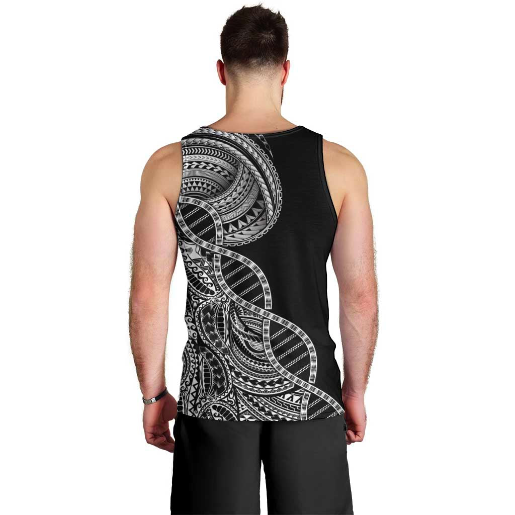 Samoan DNA Art Tattoo Men Tank Top Polynesian Pattern Black Color