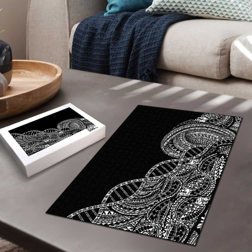 Samoan DNA Art Tattoo Puzzle Polynesian Pattern Black Color