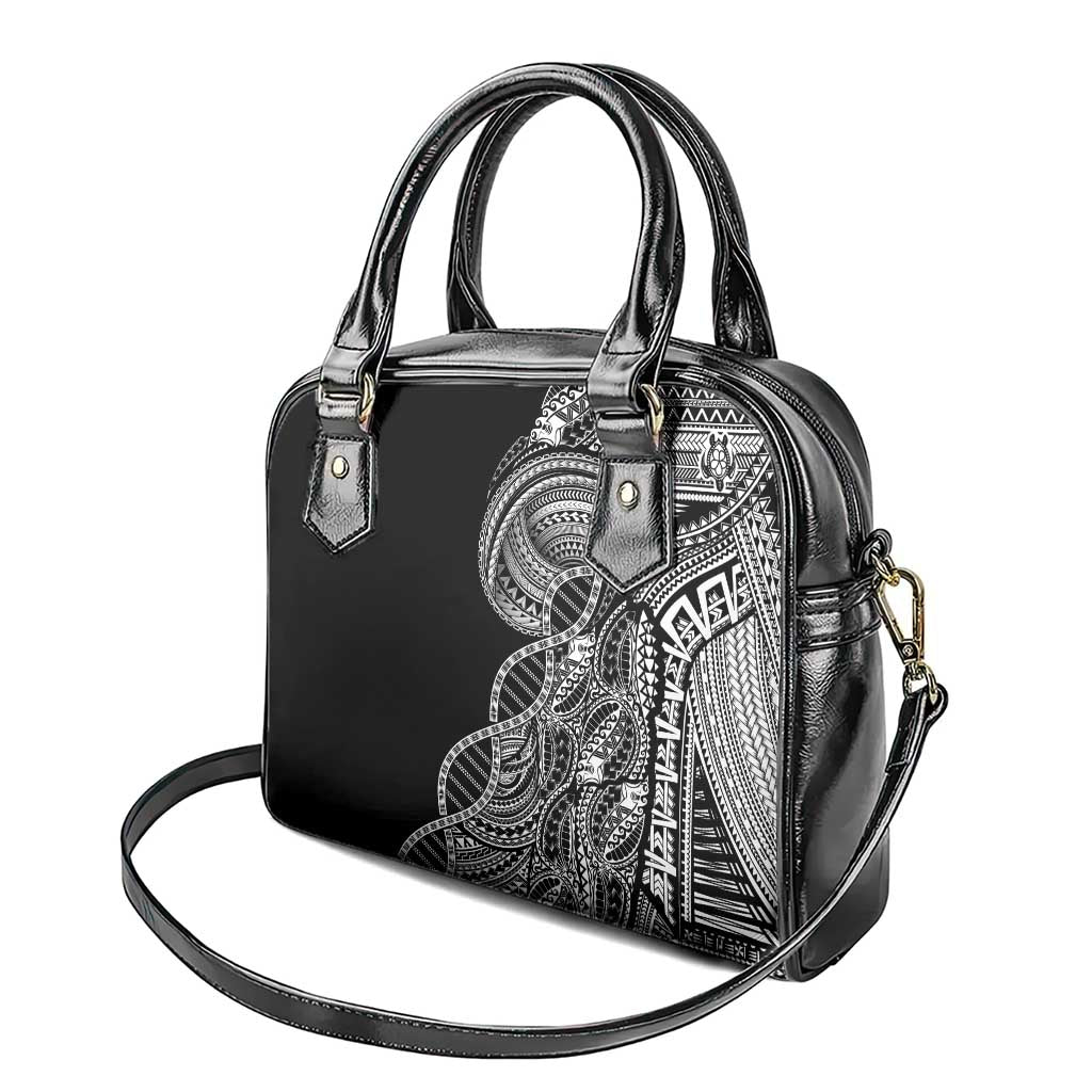 Samoan DNA Art Tattoo Shoulder Handbag Polynesian Pattern Black Color