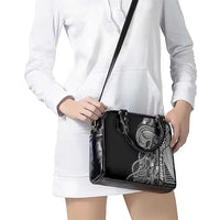 Samoan DNA Art Tattoo Shoulder Handbag Polynesian Pattern Black Color