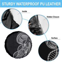 Samoan DNA Art Tattoo Spare Tire Cover Polynesian Pattern Black Color