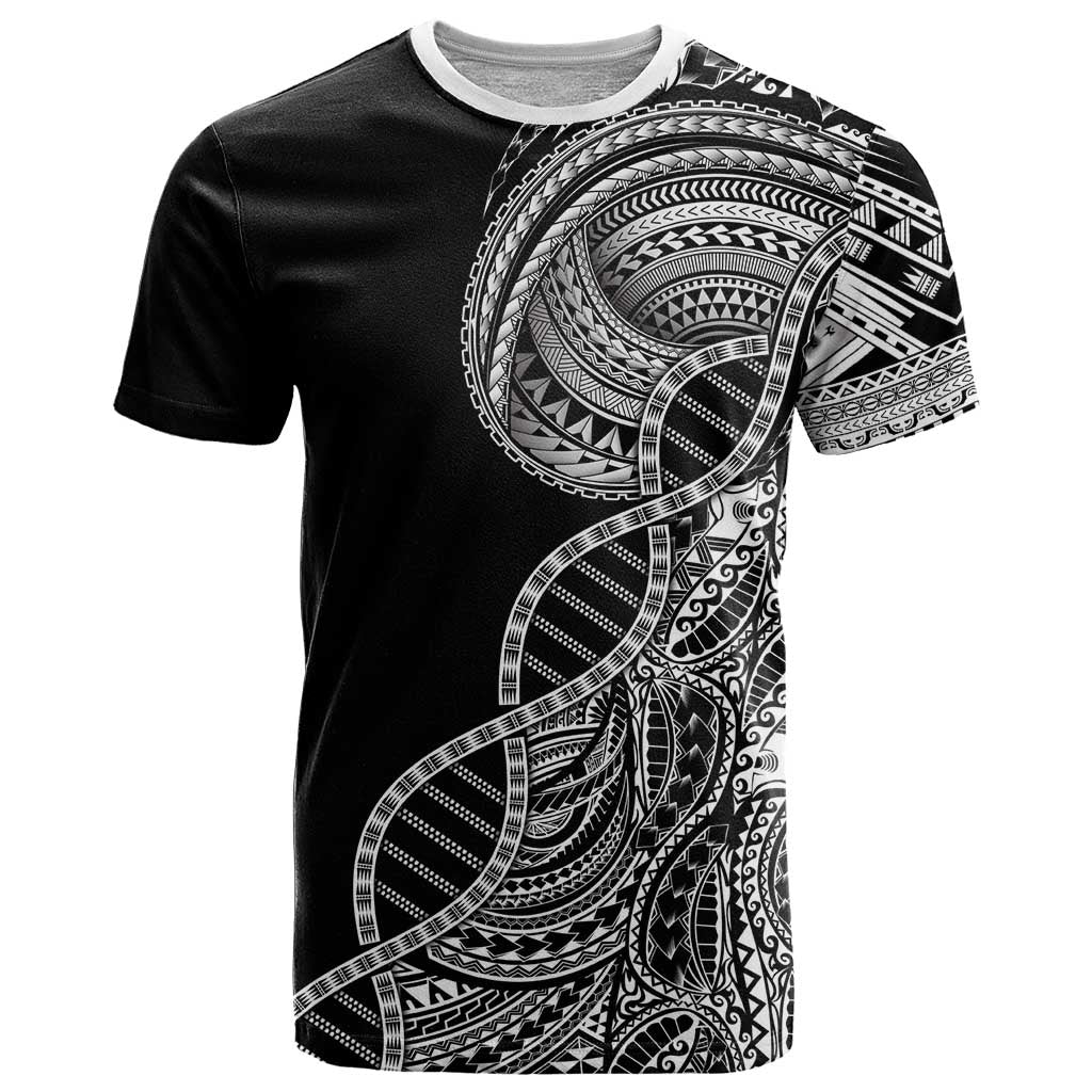 Samoan DNA Art Tattoo T Shirt Polynesian Pattern Black Color