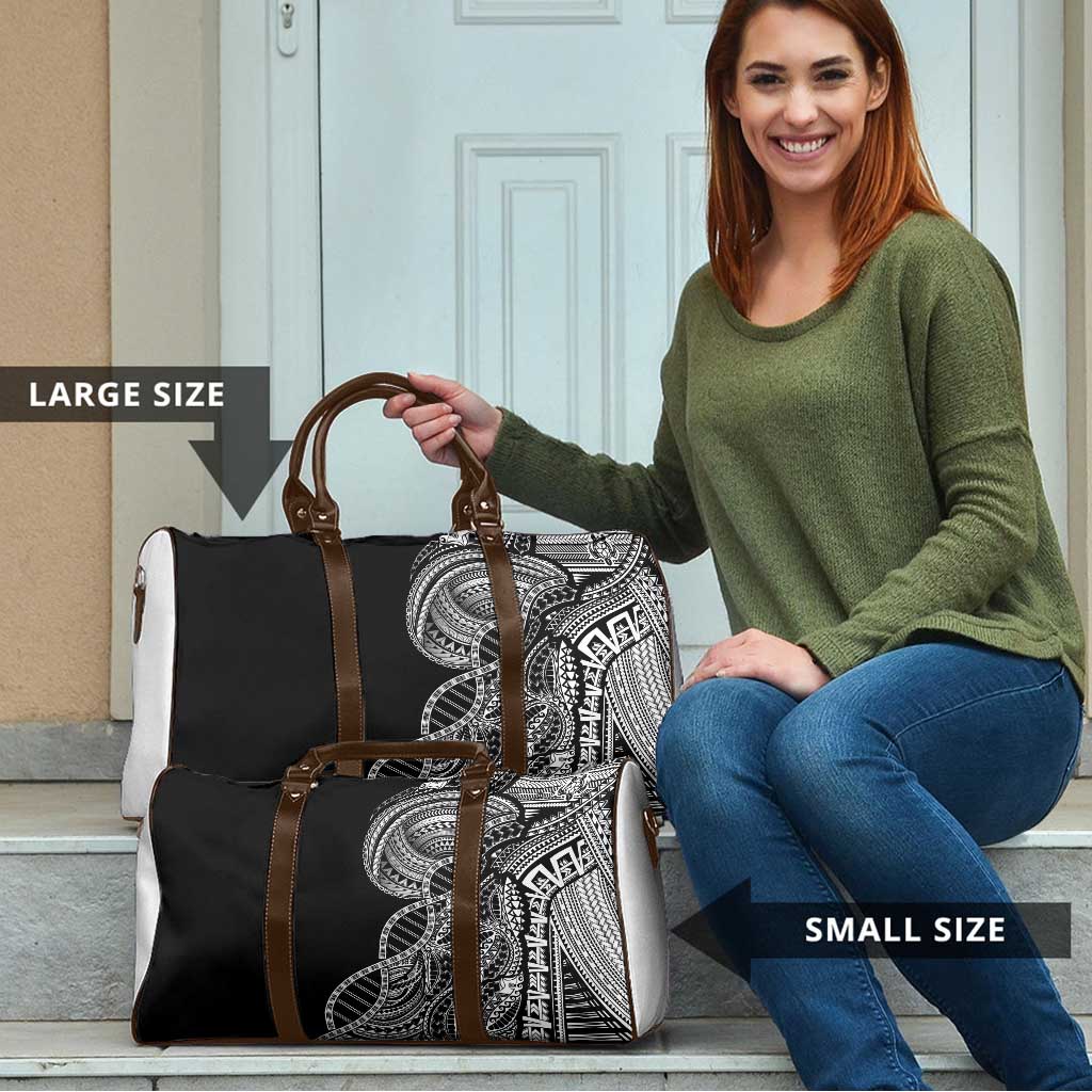 Samoan DNA Art Tattoo Travel Bag Polynesian Pattern Black Color