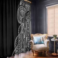 Samoan DNA Art Tattoo Window Curtain Polynesian Pattern Black Color