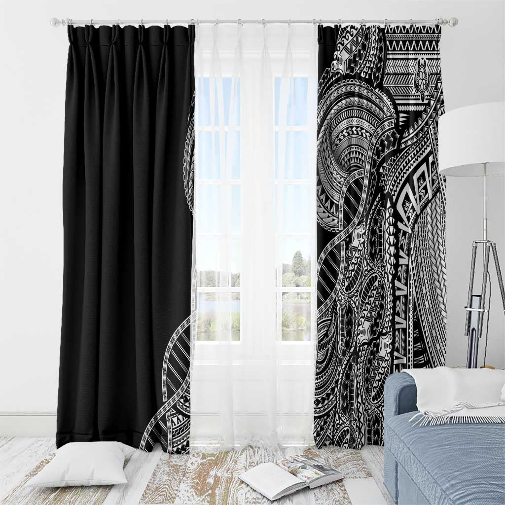 Samoan DNA Art Tattoo Window Curtain Polynesian Pattern Black Color