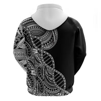 Samoan DNA Art Tattoo Zip Hoodie Polynesian Pattern Black Color
