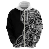 Samoan DNA Art Tattoo Zip Hoodie Polynesian Pattern Black Color