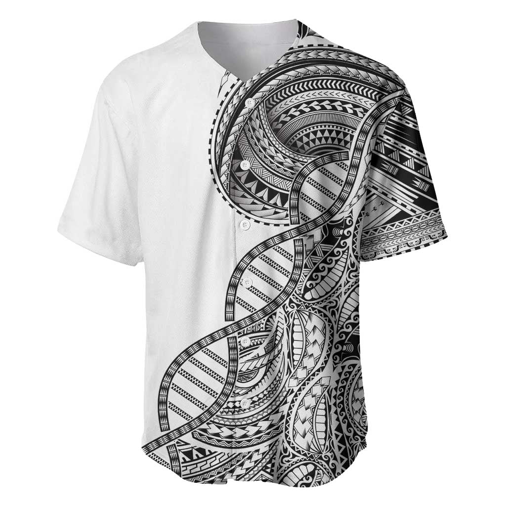 Samoan DNA Art Tattoo Baseball Jersey Polynesian Pattern White Color