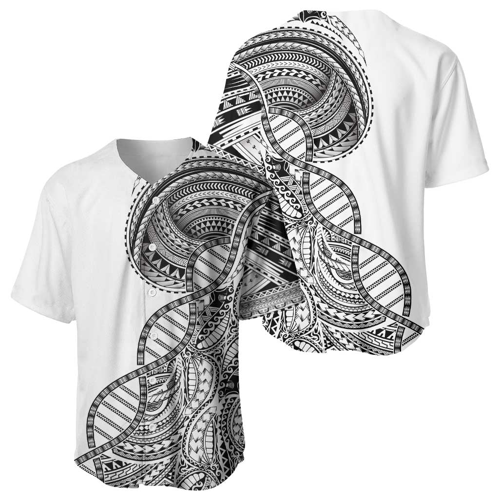Samoan DNA Art Tattoo Baseball Jersey Polynesian Pattern White Color
