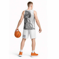 Samoan DNA Art Tattoo Basketball Jersey Polynesian Pattern White Color