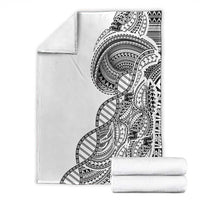 Samoan DNA Art Tattoo Blanket Polynesian Pattern White Color