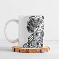 Samoan DNA Art Tattoo Ceramic Mug Polynesian Pattern White Color