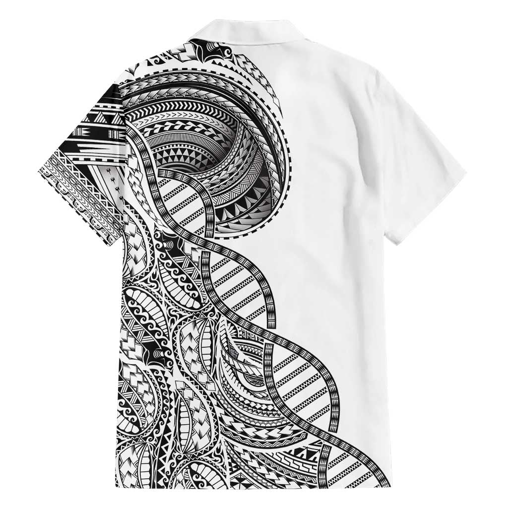 Samoan DNA Art Tattoo Family Matching Mermaid Dress and Hawaiian Shirt Polynesian Pattern White Color LT03 - Polynesian Pride