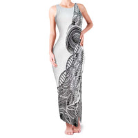 Samoan DNA Art Tattoo Family Matching Tank Maxi Dress and Hawaiian Shirt Polynesian Pattern White Color