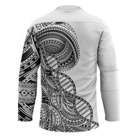 Samoan DNA Art Tattoo Hockey Jersey Polynesian Pattern White Color