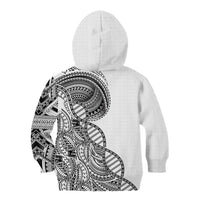 Samoan DNA Art Tattoo Kid Hoodie Polynesian Pattern White Color