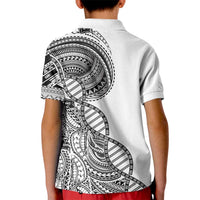 Samoan DNA Art Tattoo Kid Polo Shirt Polynesian Pattern White Color