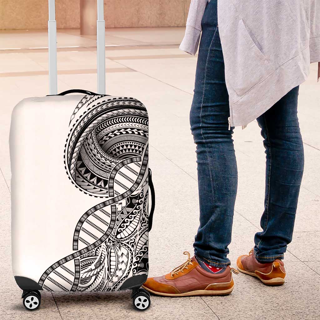 Samoan DNA Art Tattoo Luggage Cover Polynesian Pattern White Color