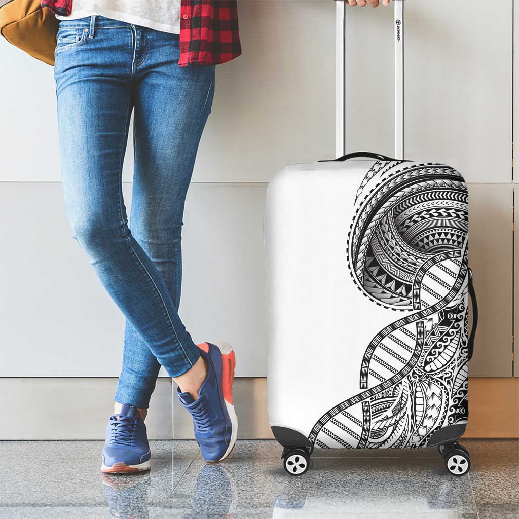 Samoan DNA Art Tattoo Luggage Cover Polynesian Pattern White Color
