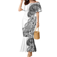 Samoan DNA Art Tattoo Mermaid Dress Polynesian Pattern White Color