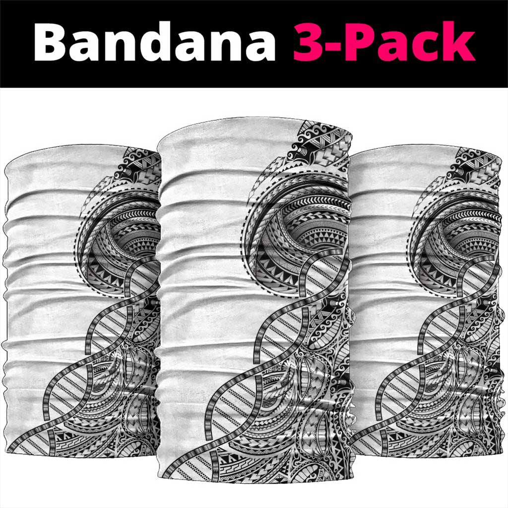 Samoan DNA Art Tattoo Neck Gaiter Polynesian Pattern White Color