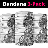 Samoan DNA Art Tattoo Neck Gaiter Polynesian Pattern White Color
