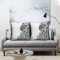 Samoan DNA Art Tattoo Pillow Cover Polynesian Pattern White Color