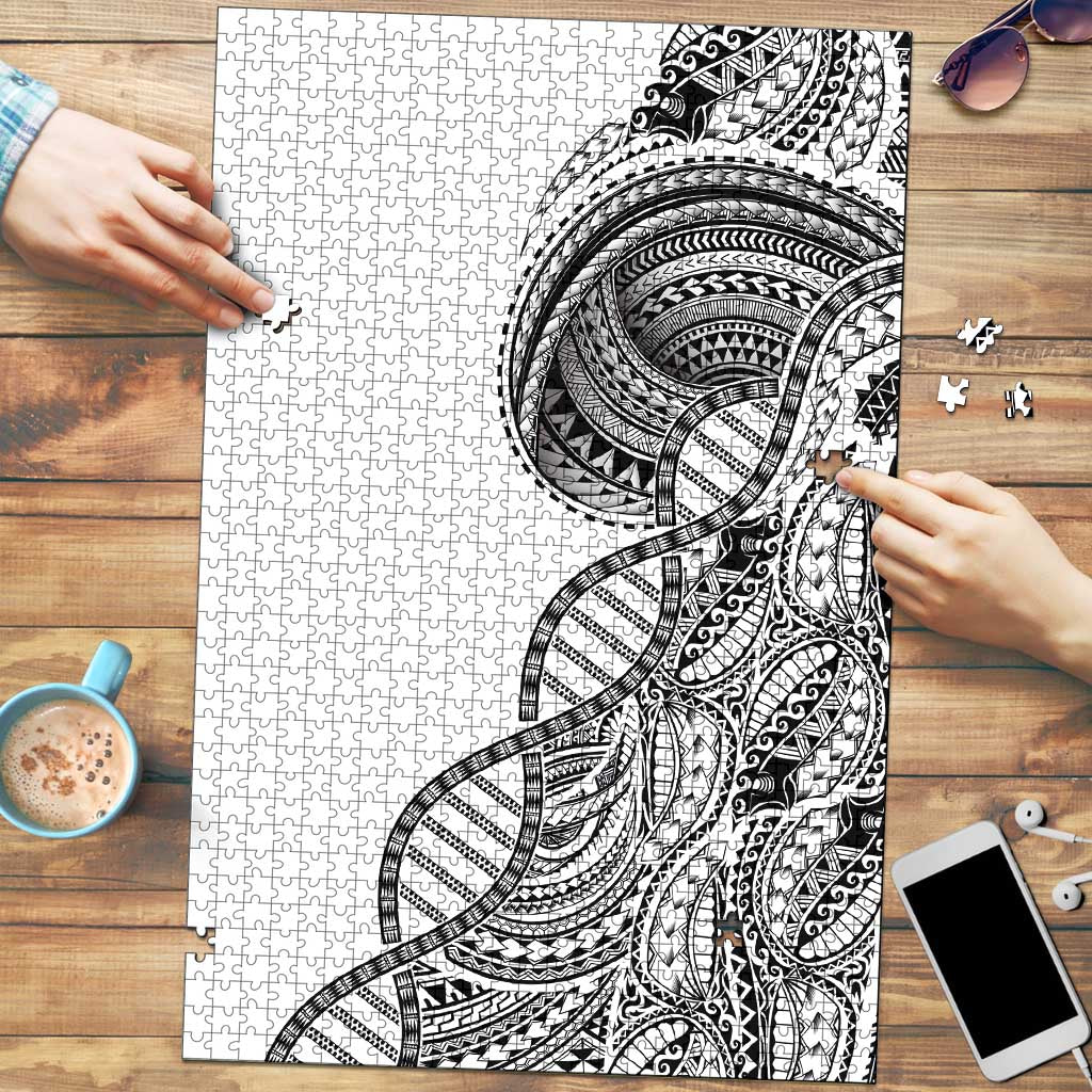 Samoan DNA Art Tattoo Puzzle Polynesian Pattern White Color