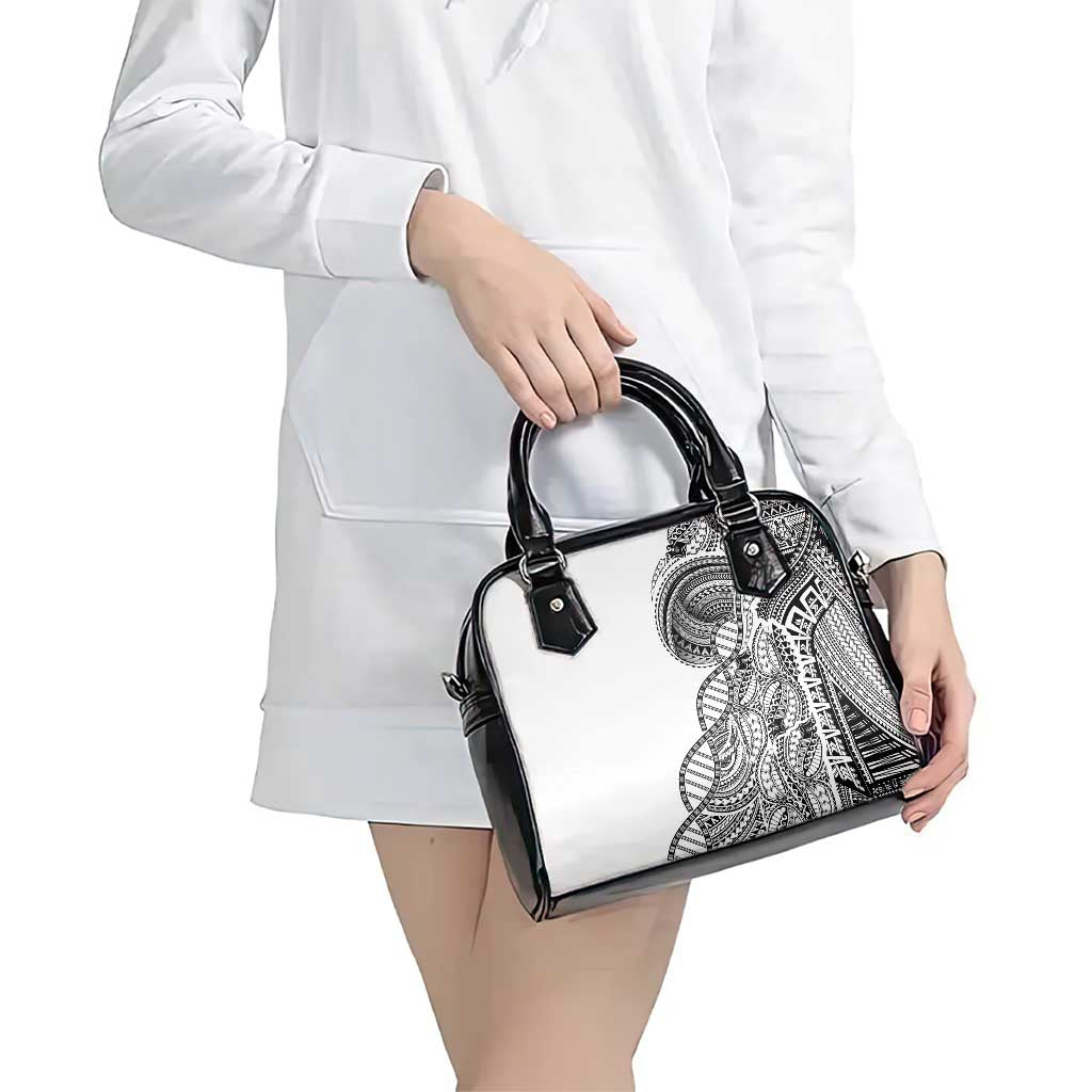 Samoan DNA Art Tattoo Shoulder Handbag Polynesian Pattern White Color
