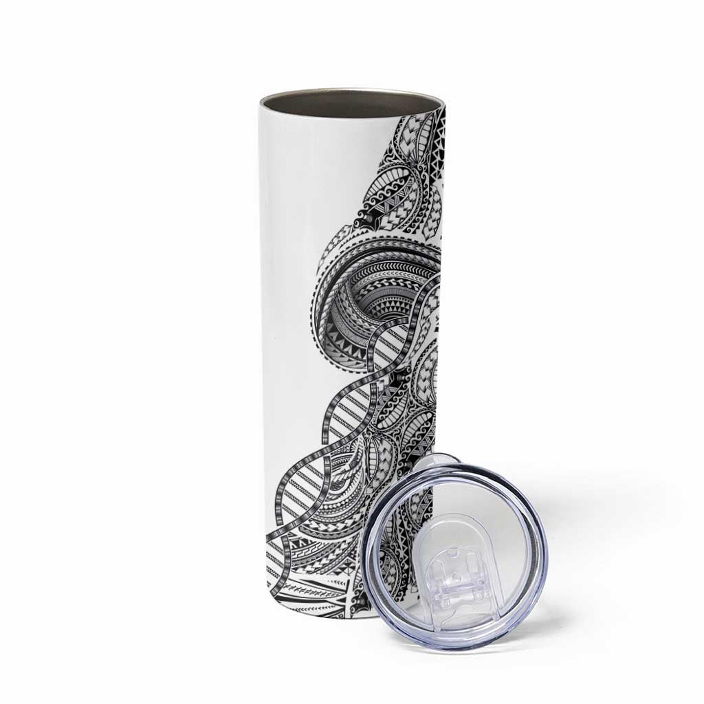 Samoan DNA Art Tattoo Skinny Tumbler Polynesian Pattern White Color