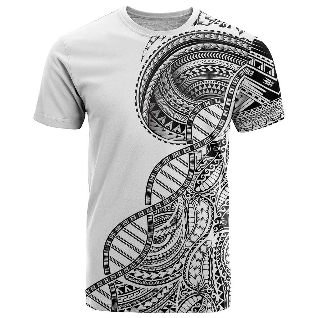 Samoan DNA Art Tattoo T Shirt Polynesian Pattern White Color