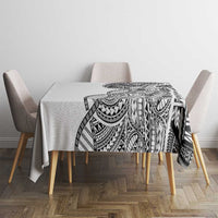 Samoan DNA Art Tattoo Tablecloth Polynesian Pattern White Color