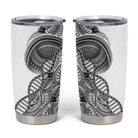Samoan DNA Art Tattoo Tumbler Cup Polynesian Pattern White Color