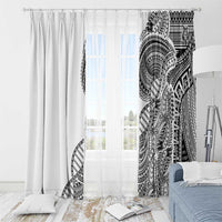 Samoan DNA Art Tattoo Window Curtain Polynesian Pattern White Color