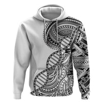 Samoan DNA Art Tattoo Zip Hoodie Polynesian Pattern White Color