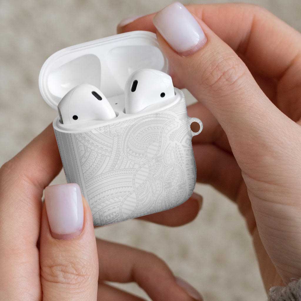 Samoan DNA Art Tattoo AirPods Case Polynesian Pattern All White
