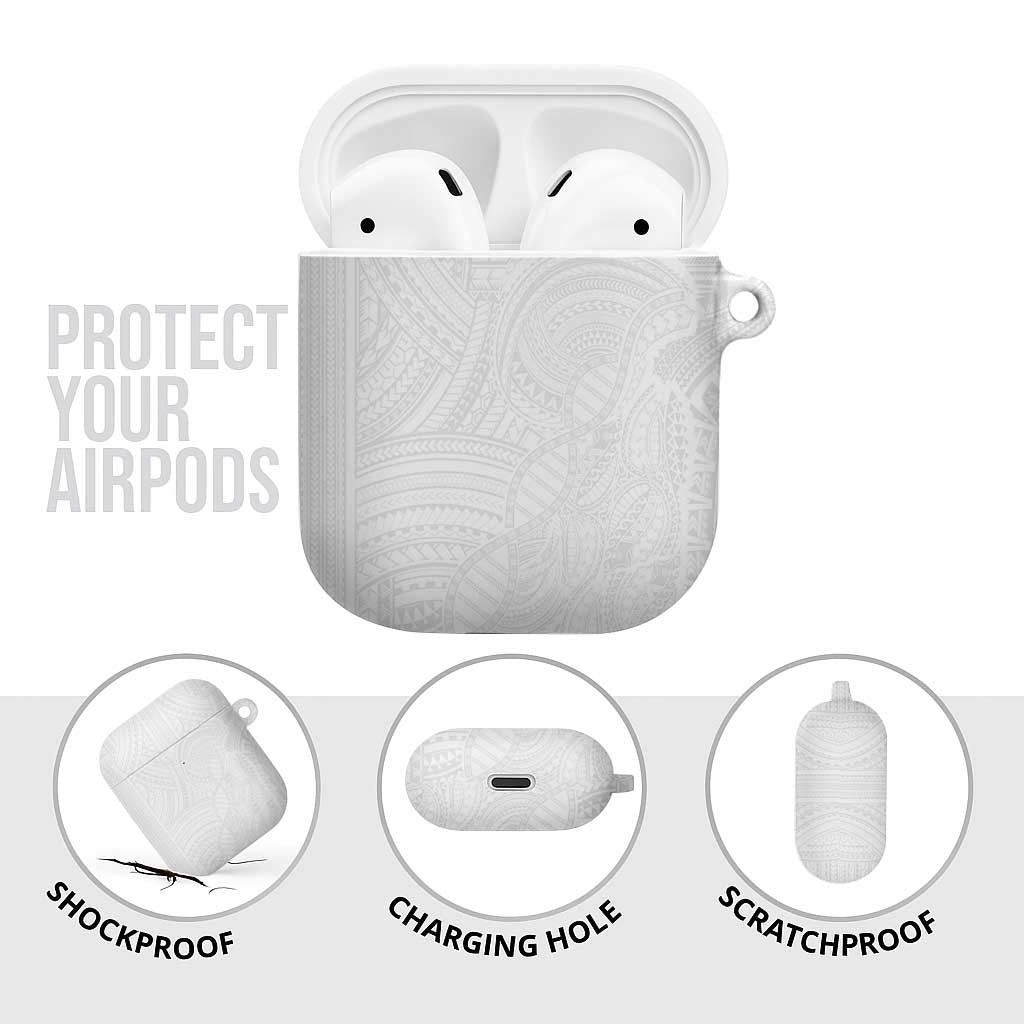 Samoan DNA Art Tattoo AirPods Case Polynesian Pattern All White