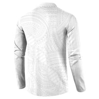 Samoan DNA Art Tattoo Button Sweatshirt Polynesian Pattern All White