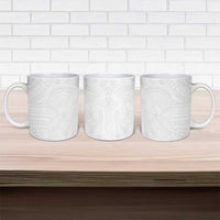 Samoan DNA Art Tattoo Ceramic Mug Polynesian Pattern All White