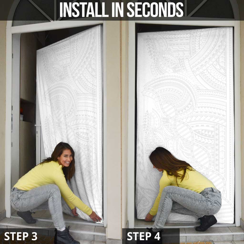 Samoan DNA Art Tattoo Door Cover Polynesian Pattern All White