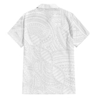 Samoan DNA Art Tattoo Family Matching Long Sleeve Bodycon Dress and Hawaiian Shirt Polynesian Pattern All White LT03 - Polynesian Pride