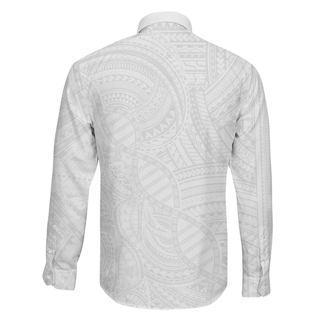 Samoan DNA Art Tattoo Family Matching Mermaid Dress and Hawaiian Shirt Polynesian Pattern All White